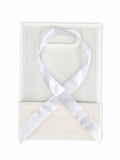 Elegant White Ribbon Gift Bag with Clear Window and Handle for Special Occasions