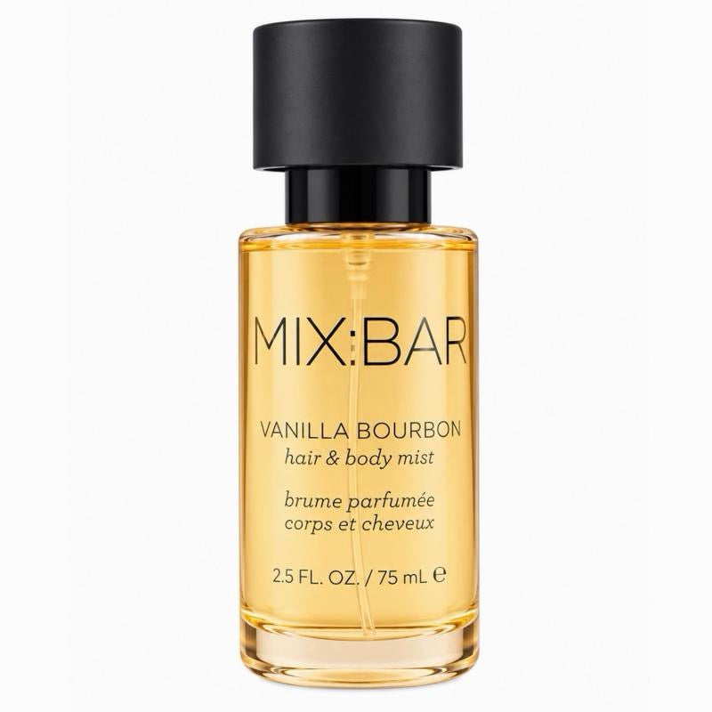 Mix:Bar Vanilla Bourbon Hair & Body Mist 75ml - Fragrance for Hair and Body - 2.5 FL OZ - Brume Parfumée Corps et Cheveux