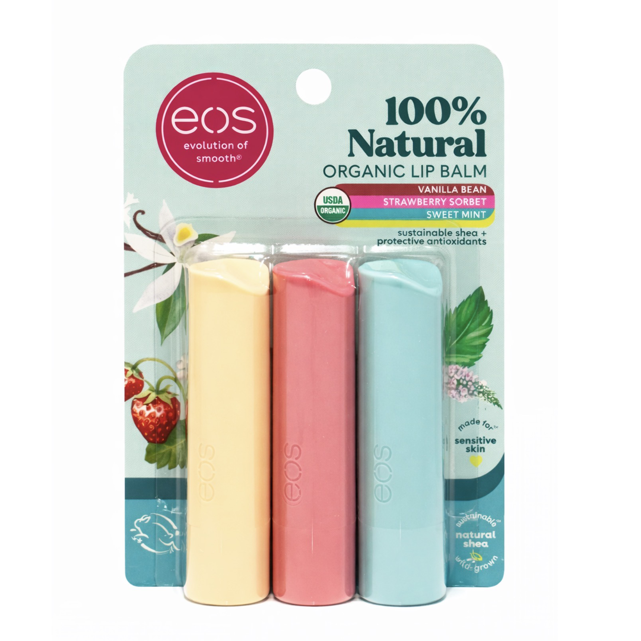 EOS Lip Balm 100% Natural 3 Pack, Soft Girl Glow