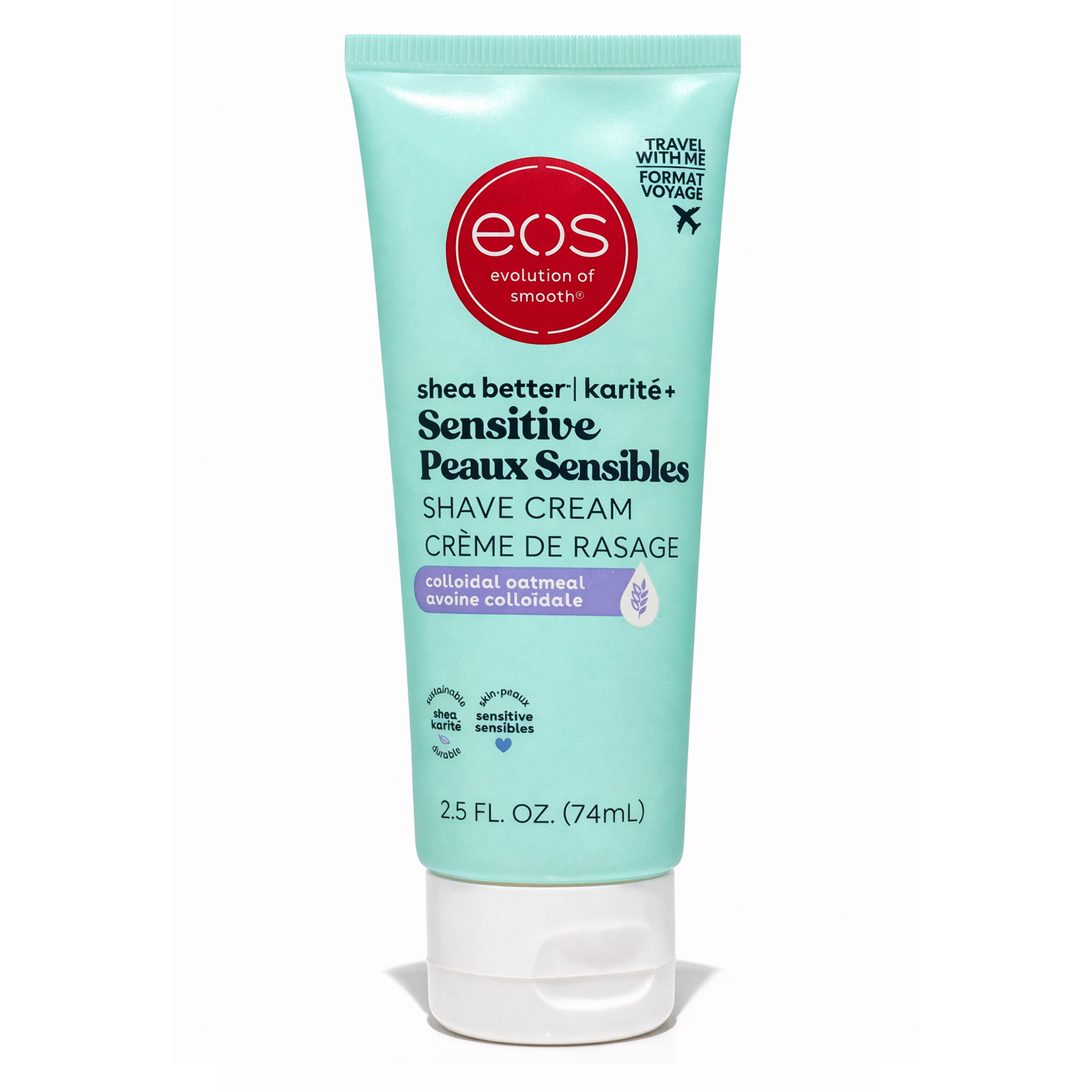 EOS Travel Sensitive Shave Cream, Soft Girl Glow - Colloidal Oatmeal