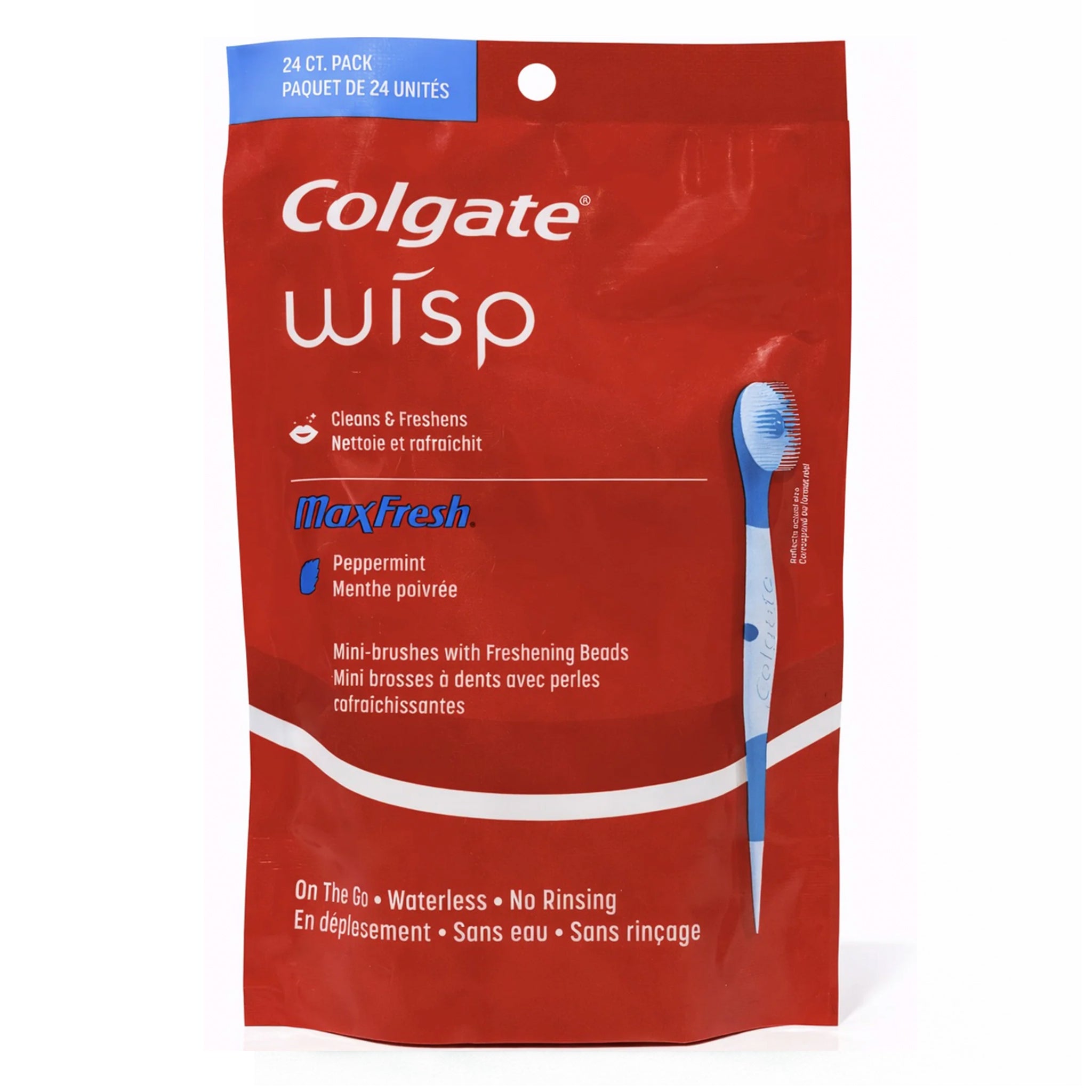 Colgate WISP Travel Toothbrushes, On The Go - Pack of 24